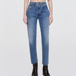 Classic Blue Women's Jeans RE/DONE HIGH RISE STOVE PIPE Straight Denim